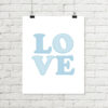 LOVE Printable Nursery Art, Blue Polka Dots