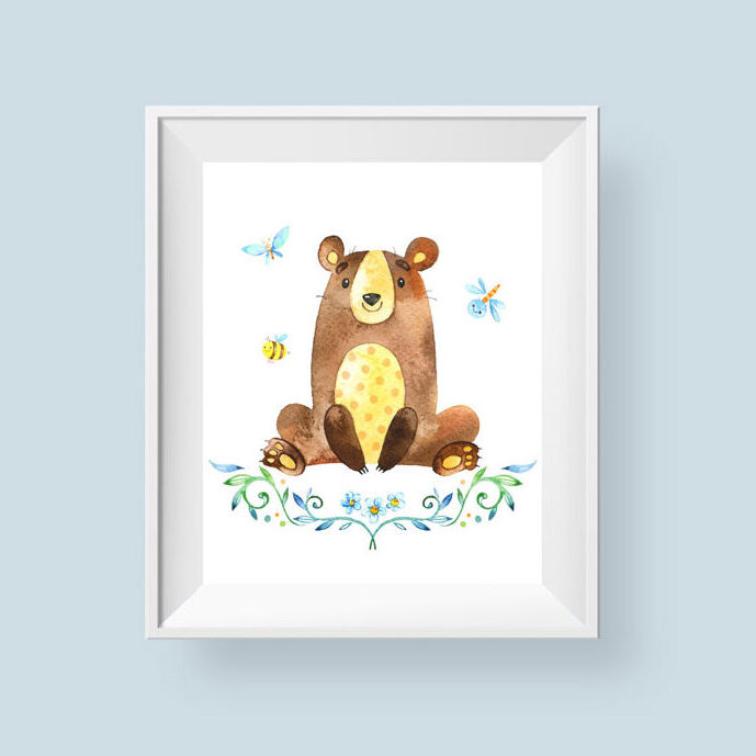 Woodland Bear Printable Nursery Art