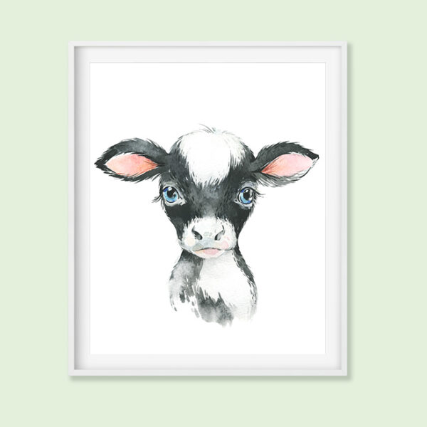 Black Cow Farm Animal Nursery Art
