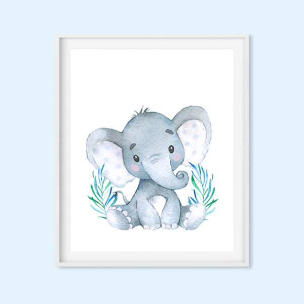 Blue Elephant Printable Nursery Art