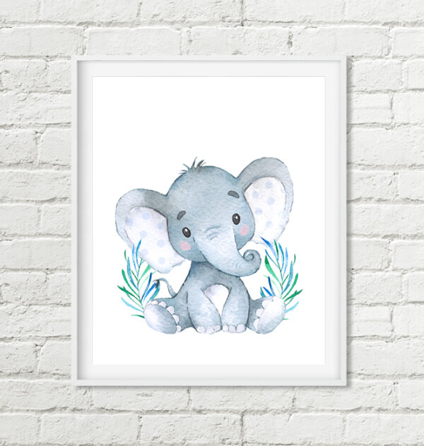 Blue Elephant Printable Nursery Art