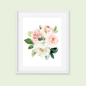 Blush Pink Floral Bouquet Printable Art, Nursery or Housewarming Gift