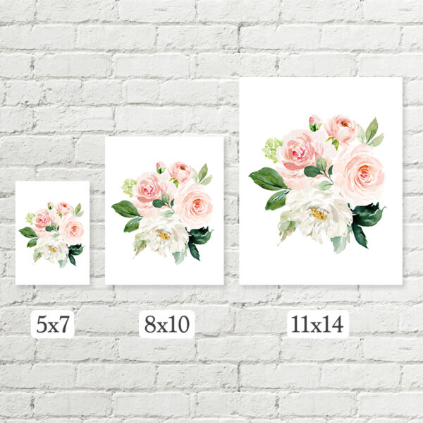 Blush Pink Floral Bouquet Printable Art Sizes
