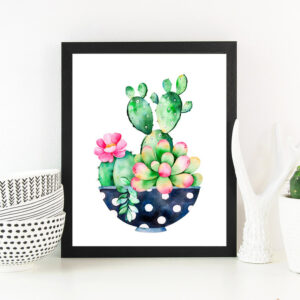 Cactus Watercolor Succulent Printable Art Potted Plant Download