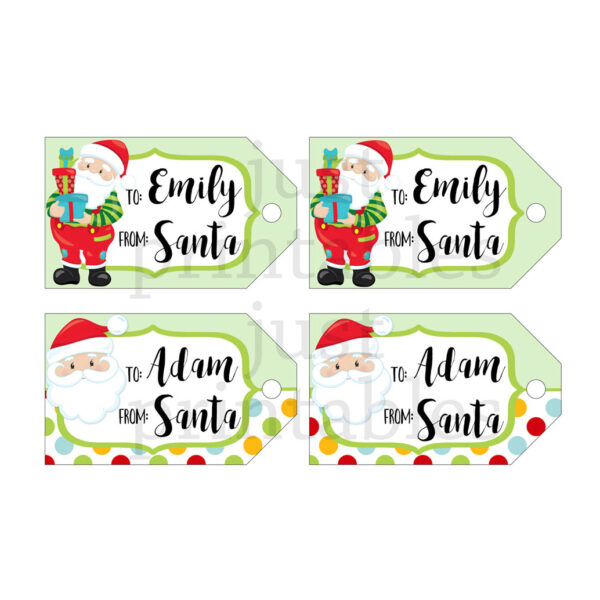Printable Christmas Gift Tags, Personalized From Santa