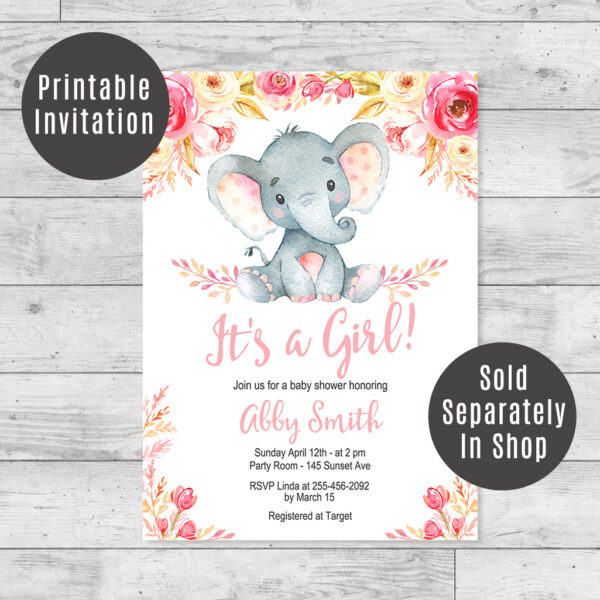 Elephant Thank You Card Invitation