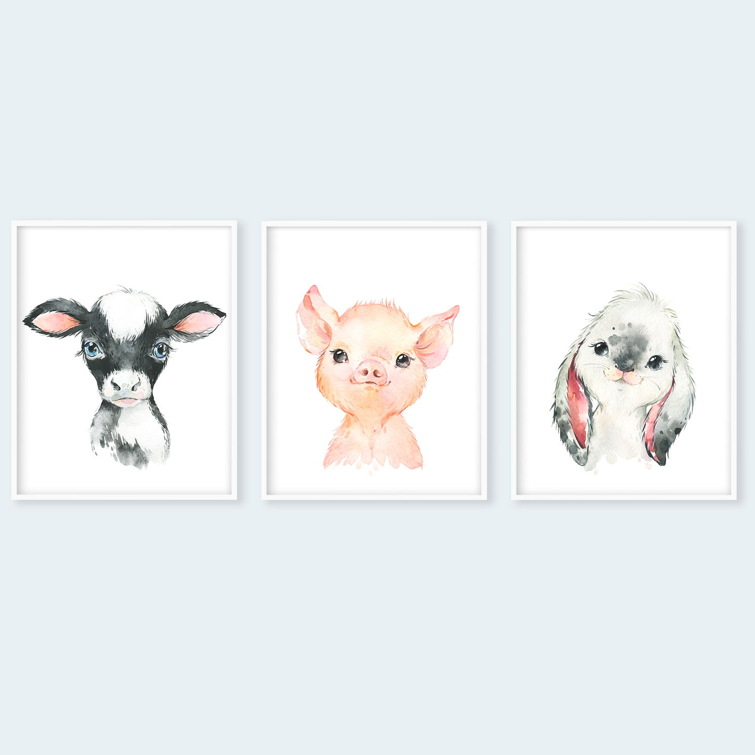 Farm Animal Printable Nursery Art Set of 3