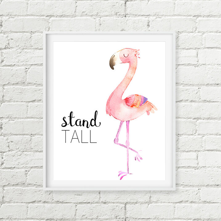 Pink Flamingo Stand Tall Printable Art