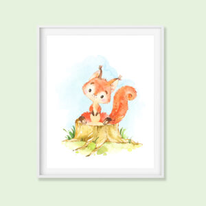 Fox Printable Art, Woodland Watercolor Nursery Art for Boys or Girls Download