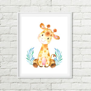 Giraffe Printable Wall Art, Jungle Animal Nursery Download