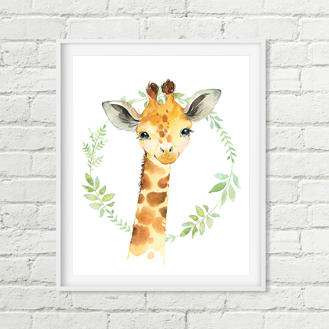 Giraffe Nursery Art, Africa Jungle Animal Printable Wall Art