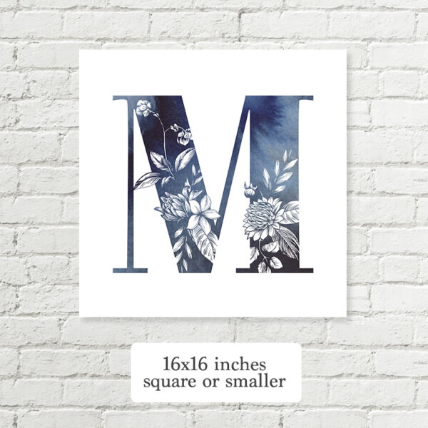 Floral Monogram Printable Art Square