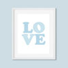 LOVE Printable Nursery Art, Blue Polka Dots