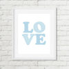 LOVE Printable Nursery Art, Blue Polka Dots