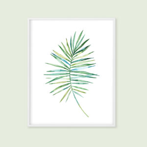 Palm Leaf Printable Art, Botanical Woodland Nature Green Blue Yellow Art