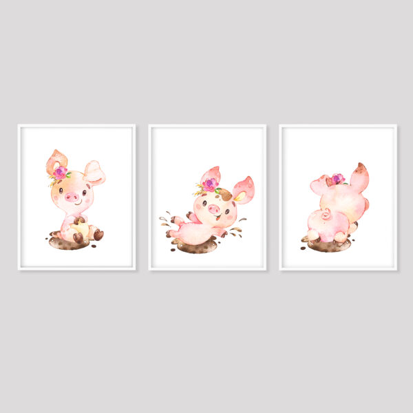piggy set of three printable art