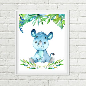 Rhino Safari Nursery Printable Art, Rhinoceros Jungle Animal Decor