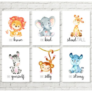 Safari Nursery Printable Art, Jungle Animals Wall Art Baby Shower Gift