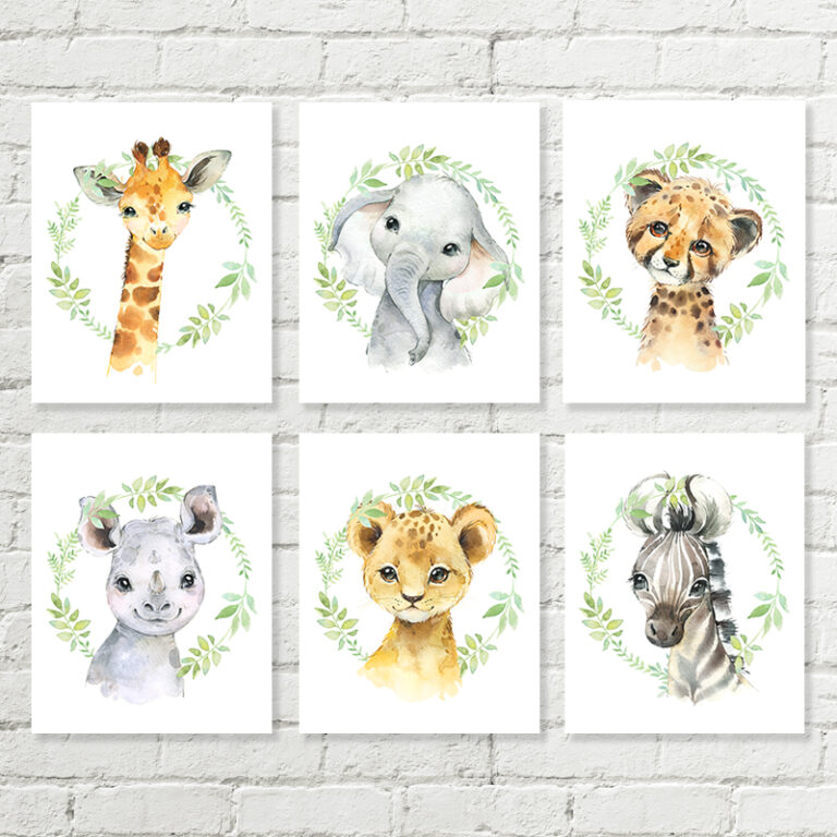 Africa Safari Animal Printable Art, Giraffe Elephant Cheetah Rhino Lion ...