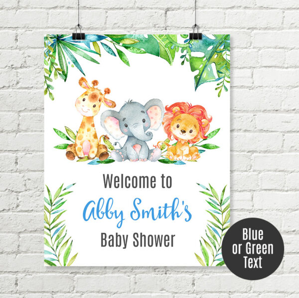 Printable Safari Baby Shower Welcome Sign Giraffe