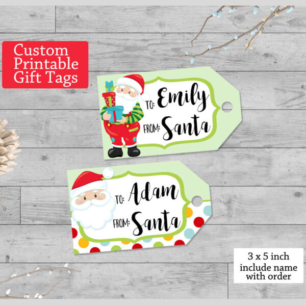 Printable Christmas Gift Tags, Personalized From Santa