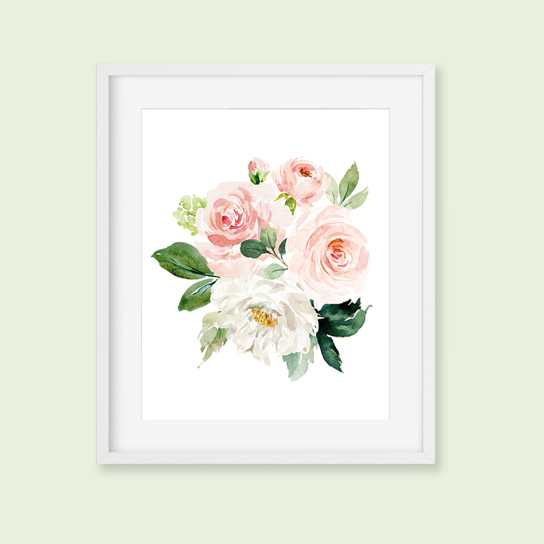 Blush Pink Floral Bouquet Printable Art