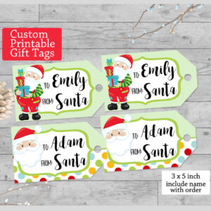 Printable Christmas Gift Tags, Personalized From Santa Tags For Kids 3×5