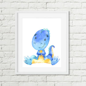 Dinosaur Printable Art, T-Rex Dino Watercolor Kids Dinosaur Art Download