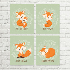Fox Nursery Printable Art, You Are Loved, Stay Clever, Stay Curious, Sweet Dreams