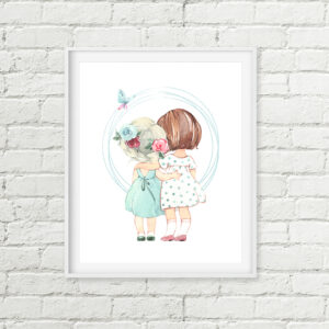 Girl Friends Printable Art, Watercolor Better Together BFF Download