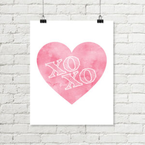 Watercolor Heart Printable Art xo Pink Nursery, Valentine Download