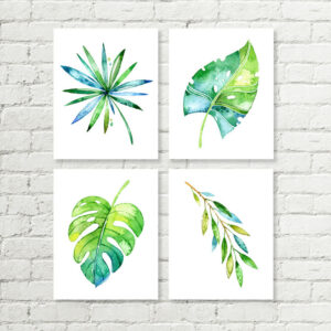 Jungle Leaf Set Printable Art, Safari Nursery Botanical Tropical Leaves