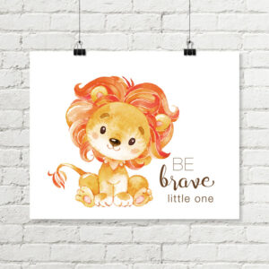 Lion Safari Printable Nursery Art, Be Brave Little One Jungle Decor