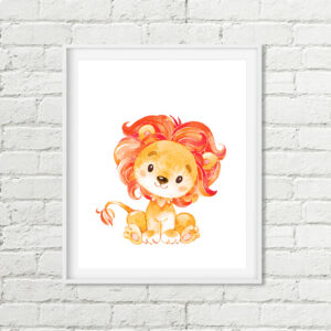 Lion Printable Nursery Art, Safari Jungle Animal Watercolor Download