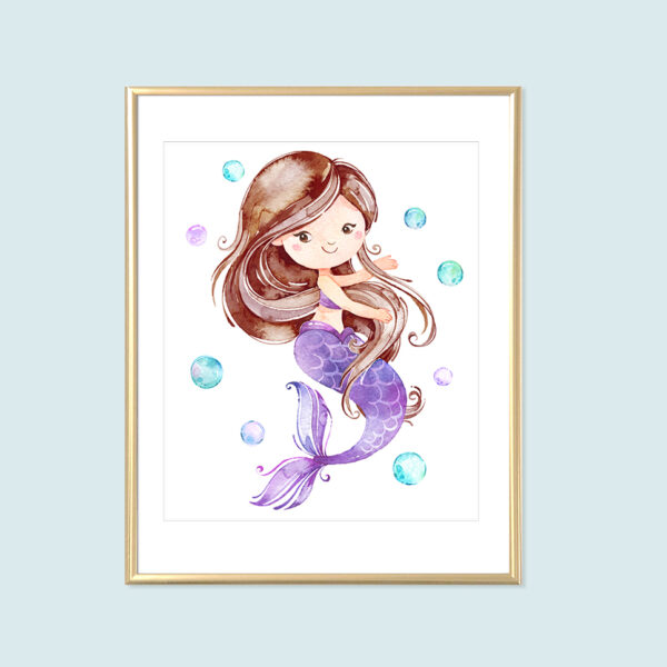 purple mermaid printable art