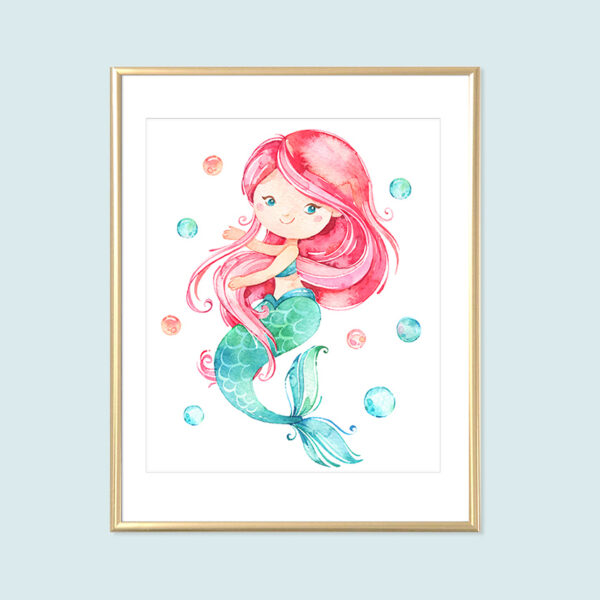 Mermaid Printable Art Pink Hair