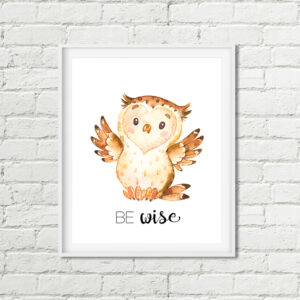 Owl Be Wise Printable Art, Woodland Nursery Decor, Watercolor Download