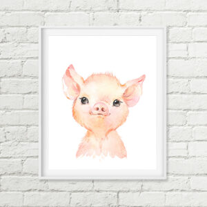 Sweet Piglet Printable Nursery Art, Baby Pig Farm Animal Art Download