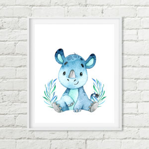 Rhino Printable Nursery Art, Safari Jungle Animal Print Download