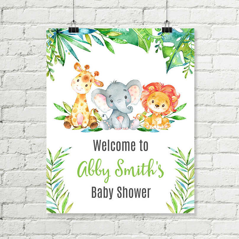 Printable Safari Baby Shower Welcome Sign Giraffe
