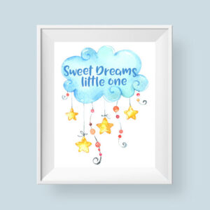 Sweet Dreams Little One Cloud and Stars Printable Nursery Art Download